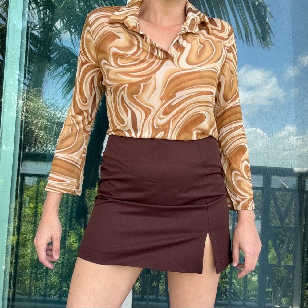 Victoria Ortiz Chocolate Brown Mini Skirt M